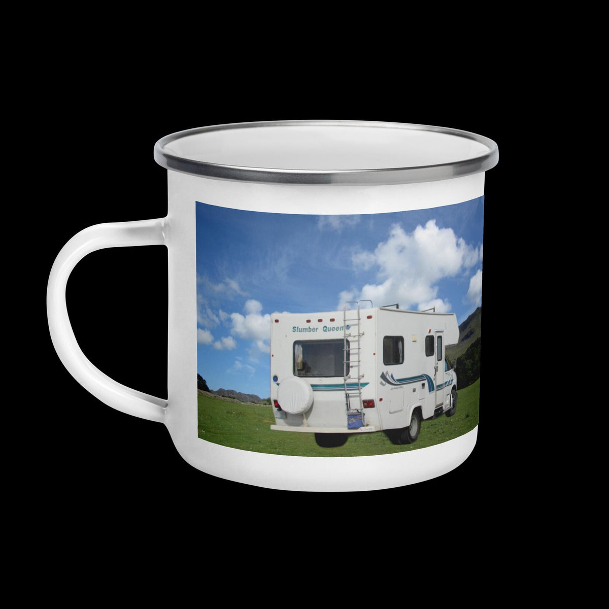 RV & Tent Campfire Enamel Mug – 12 oz | Camping Gift