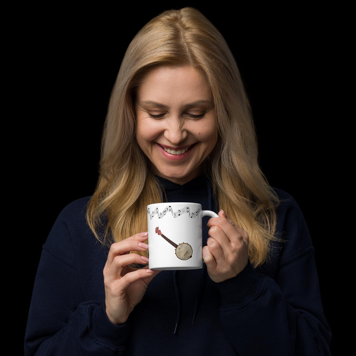 Mandolin, Guitar & Banjo Music White Glossy Mug – 11 oz | Music Lover Gift