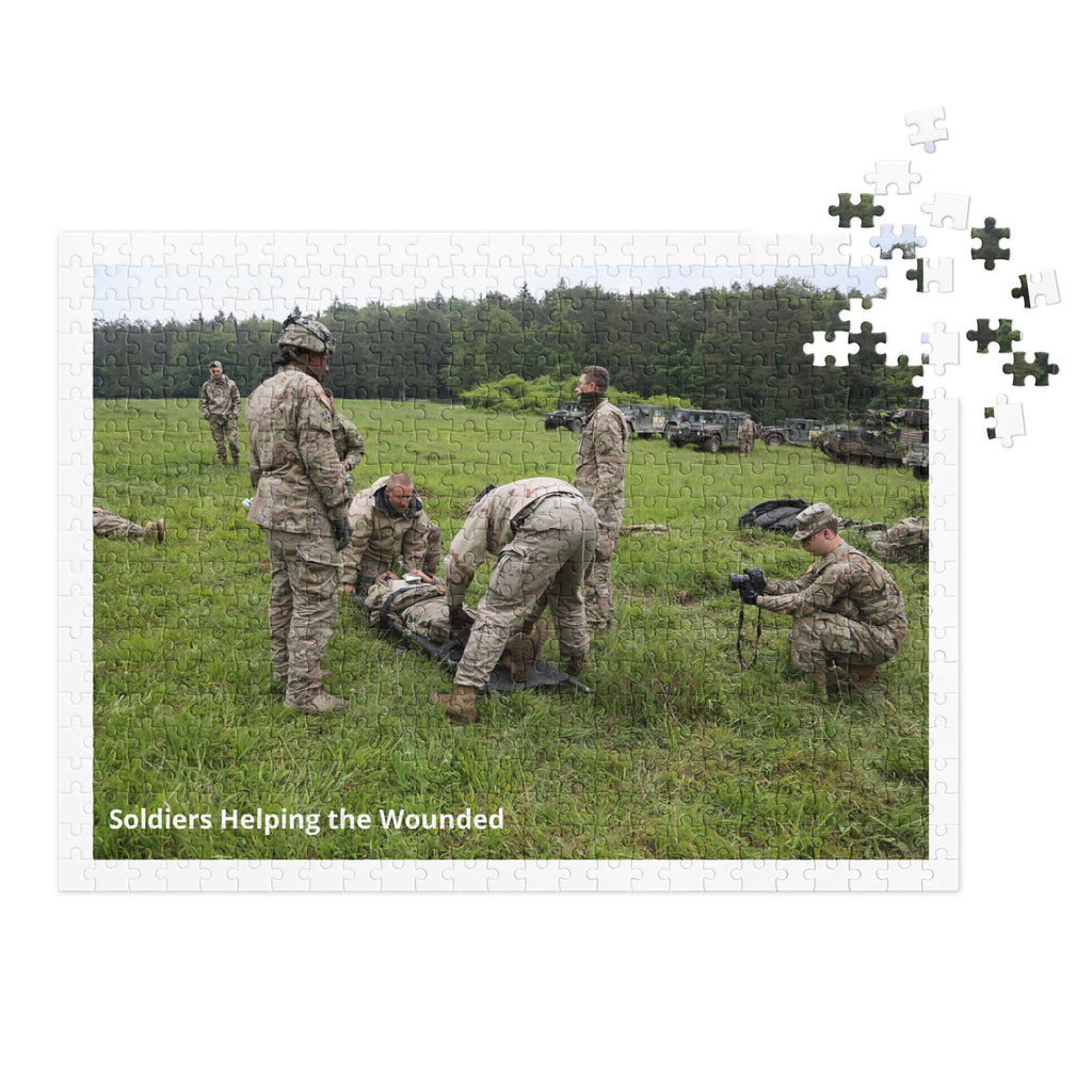 Soldiers Helping Wounded Jigsaw Puzzle – 500 Pieces | Tin Box Military Gift