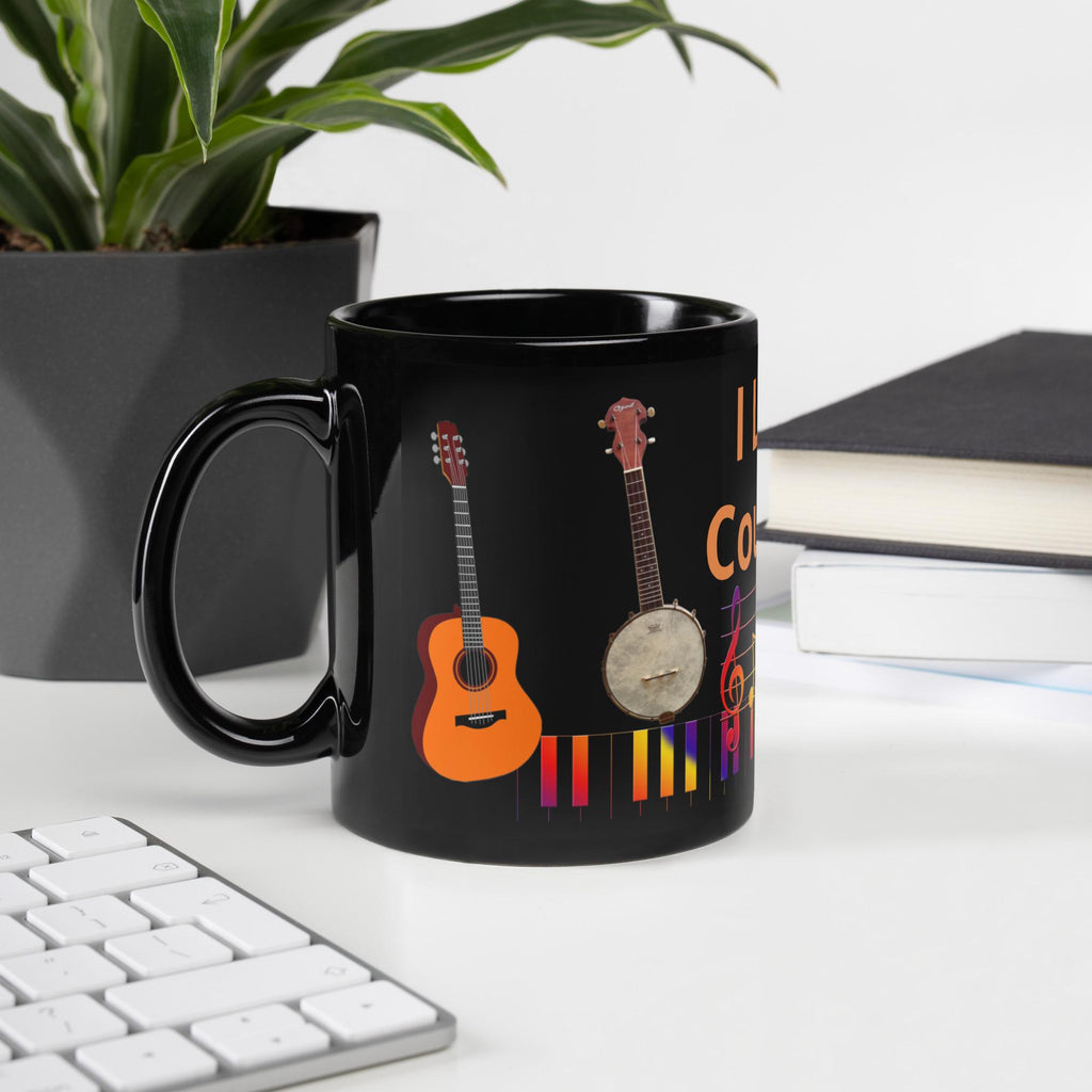 "I Love Country Music" Black Glossy Mug – 11 oz | Country Music Gift