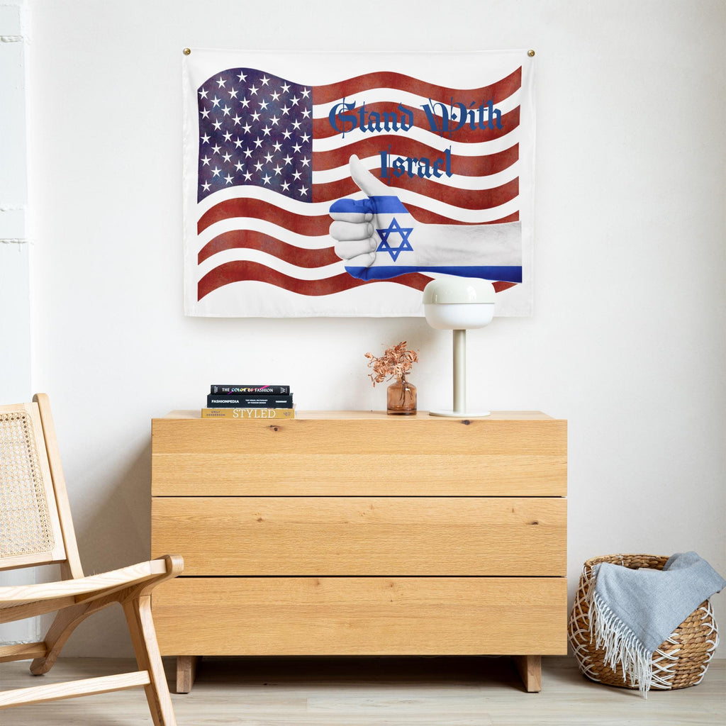 Stand With Israel Tapestry – American Flag & Star of David Wall Art | Patriotic Christian Gift