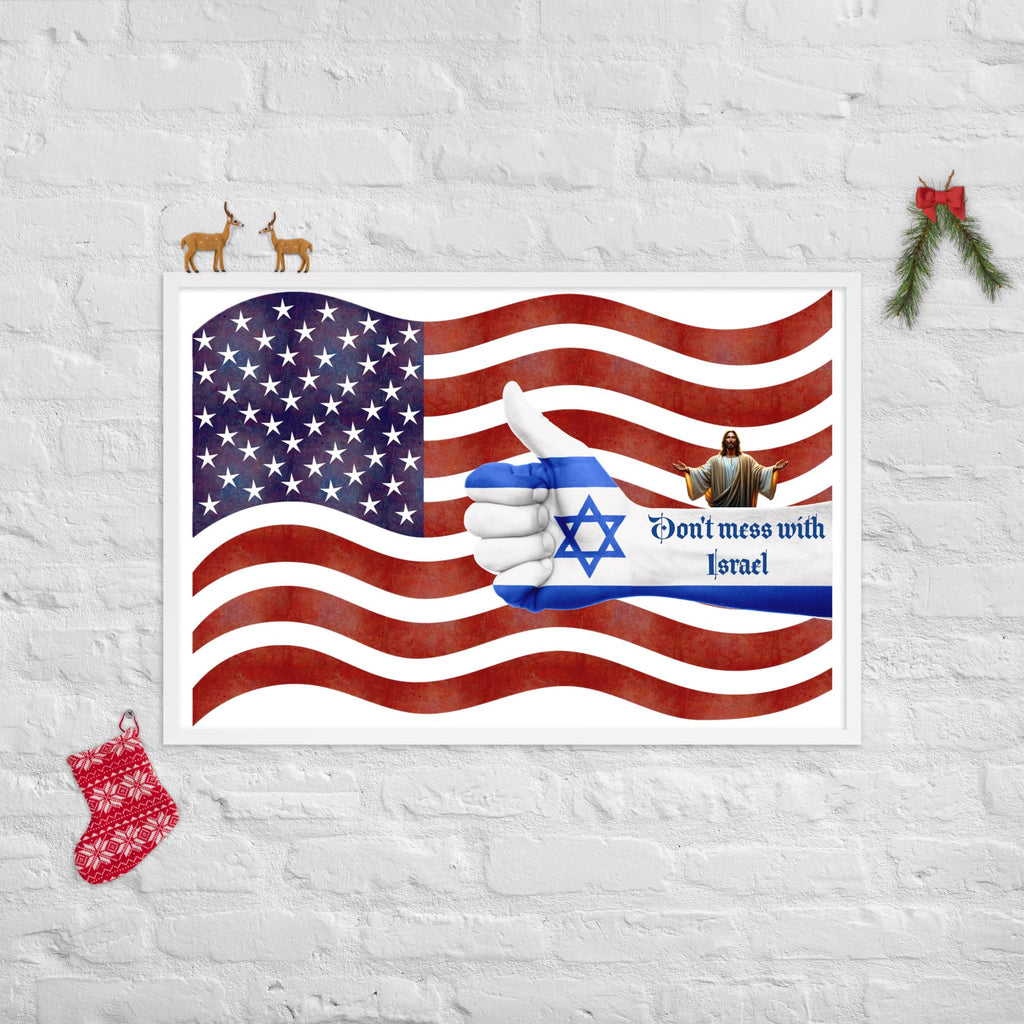 American Flag & Israel Framed Poster – 24×36" | Stand With Israel Wall Art