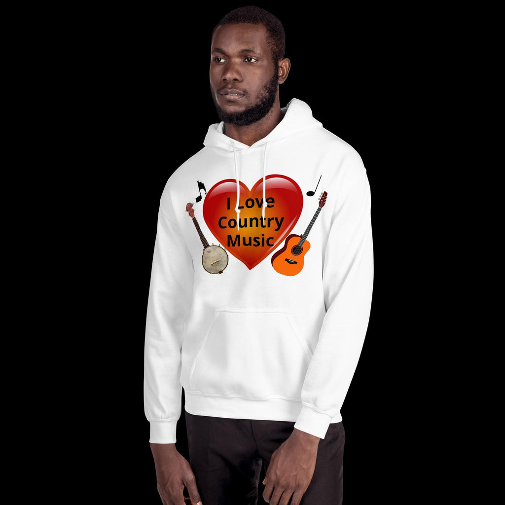 "I Love Country Music" Guitar & Banjo Unisex Hoodie | Country Music Gift