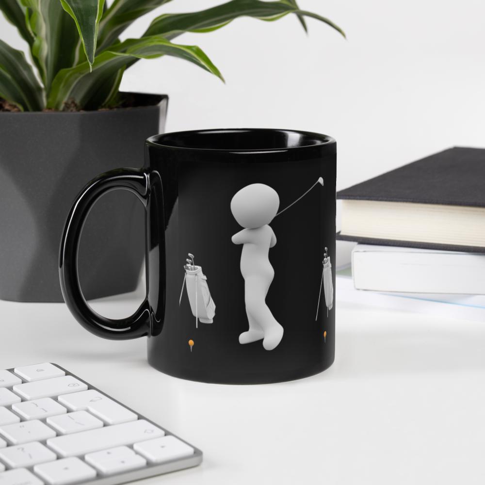 Golf Characters Black Glossy Mug – 11 oz | Funny Golfer Gift