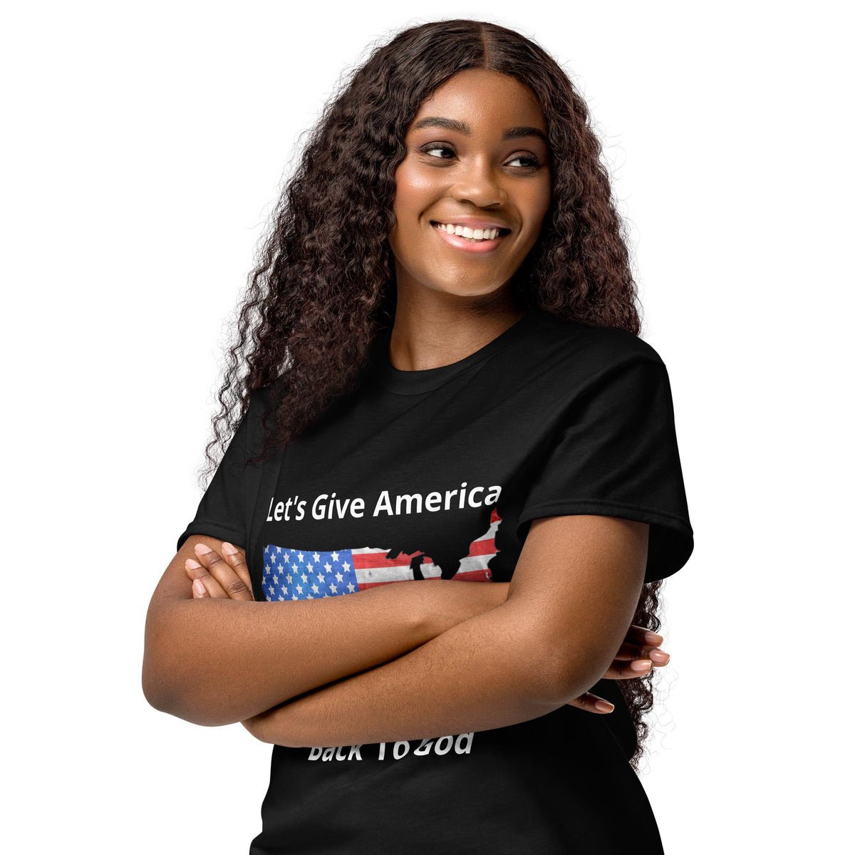"Let's Give America Back to God" DryBlend T-Shirt | Patriotic Christian Gift