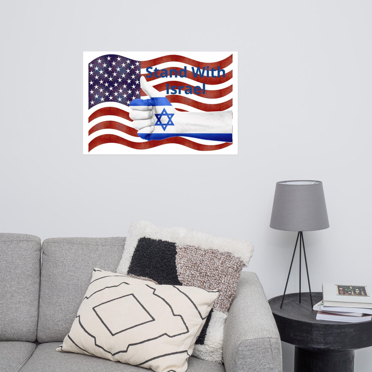 Stand With Israel Poster – American Flag & Star of David | 24×36" Wall Art