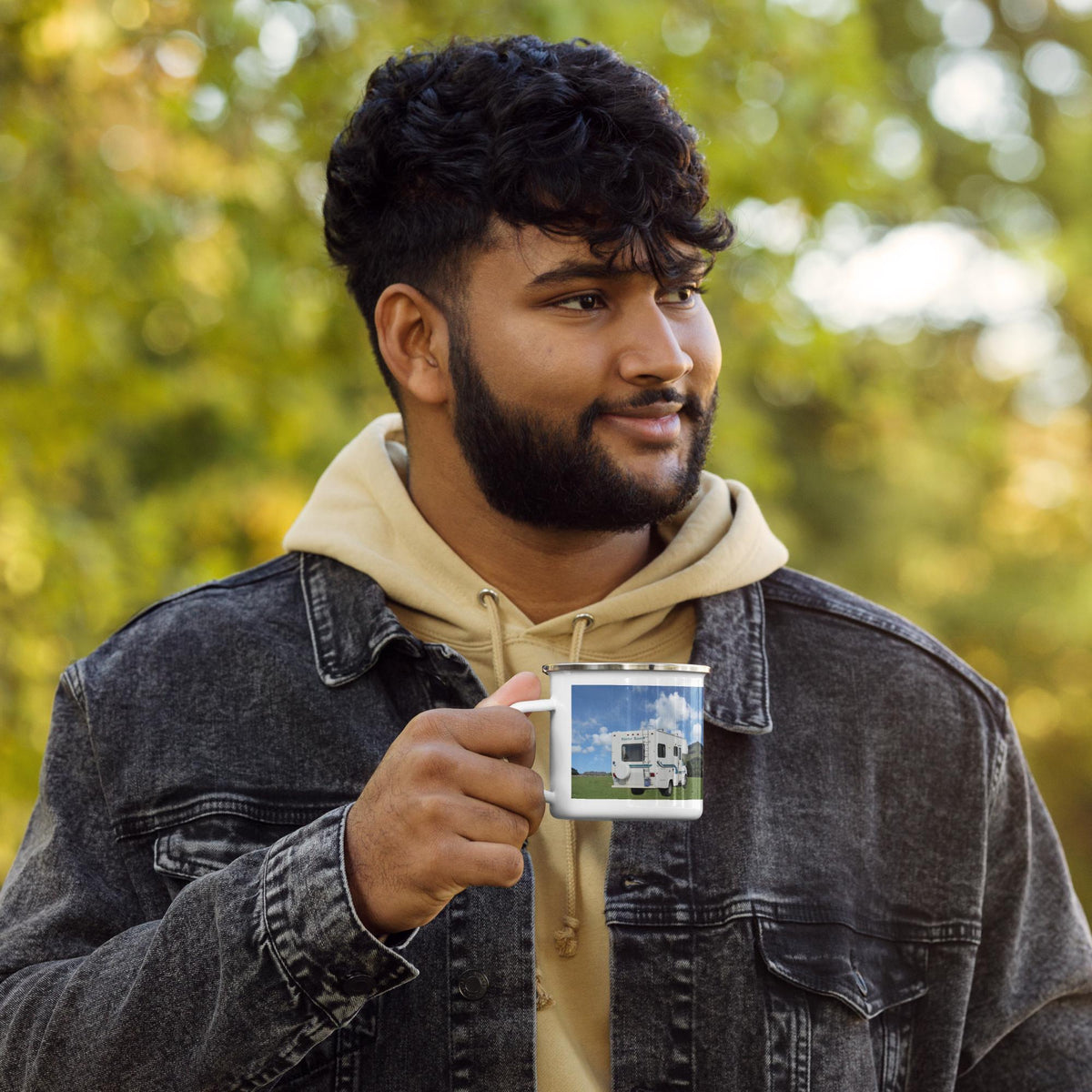 RV & Tent Campfire Enamel Mug – 12 oz | Camping Gift