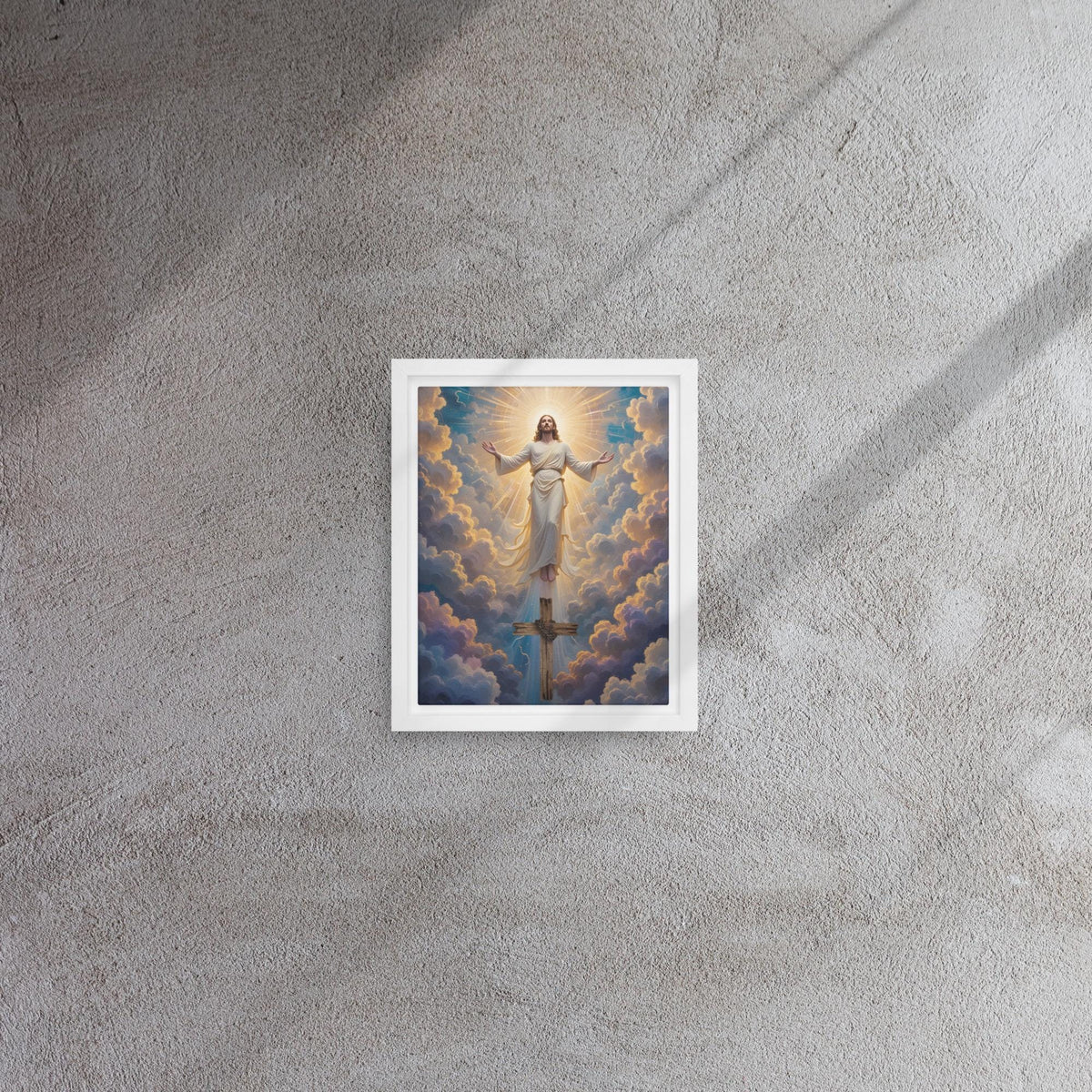Jesus Ascending Framed Canvas Print – 8×10" | Christian Wall Art Gift
