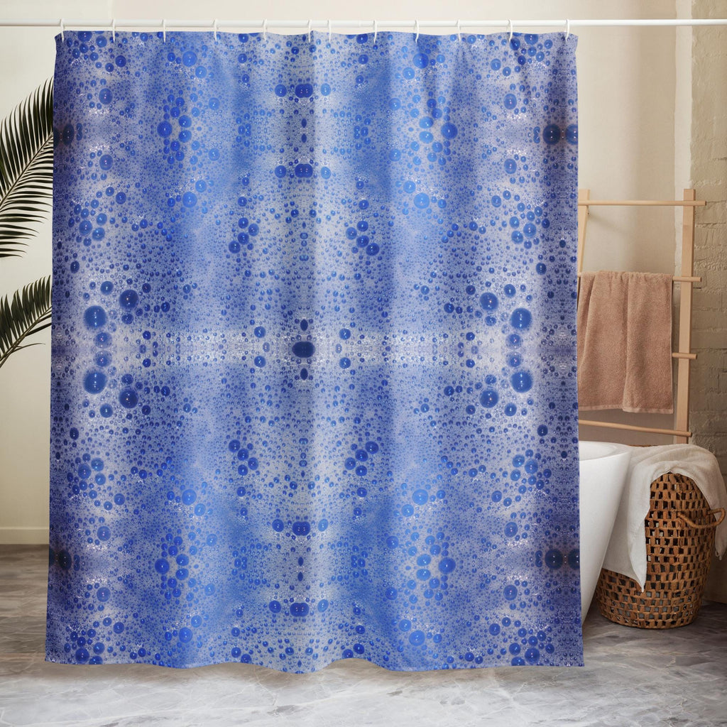 Soap Bubbles Shower Curtain – Blue Background, Unique Bathroom Gift for Her