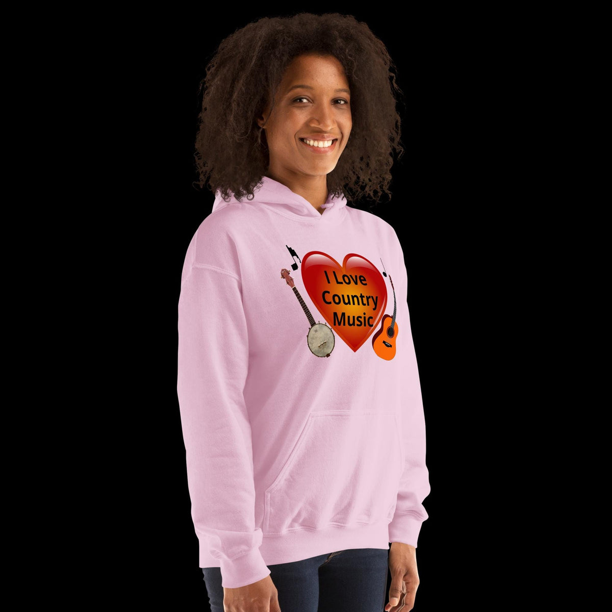 "I Love Country Music" Guitar & Banjo Unisex Hoodie | Country Music Gift