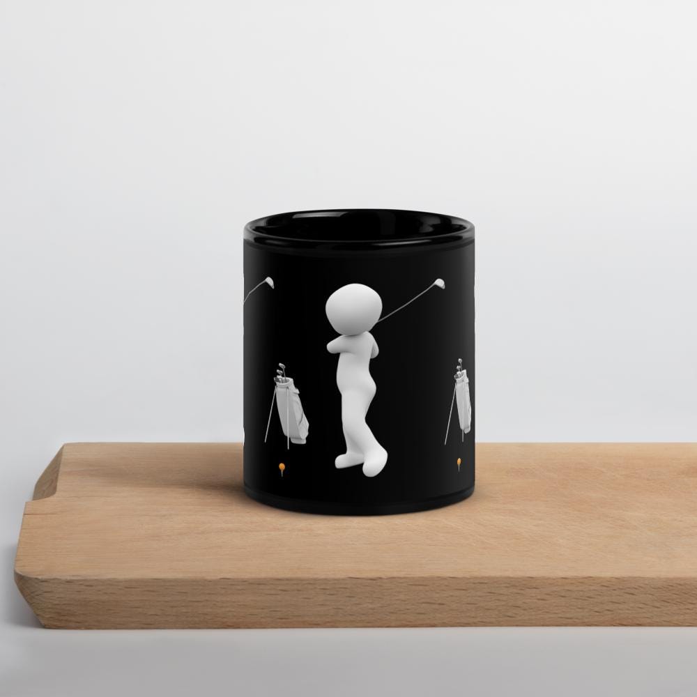 Golf Characters Black Glossy Mug – 11 oz | Funny Golfer Gift