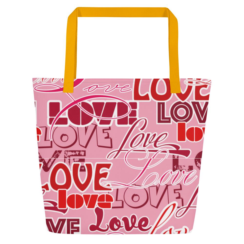 Love Words All-Over Print Large Tote Bag – Gift for Her