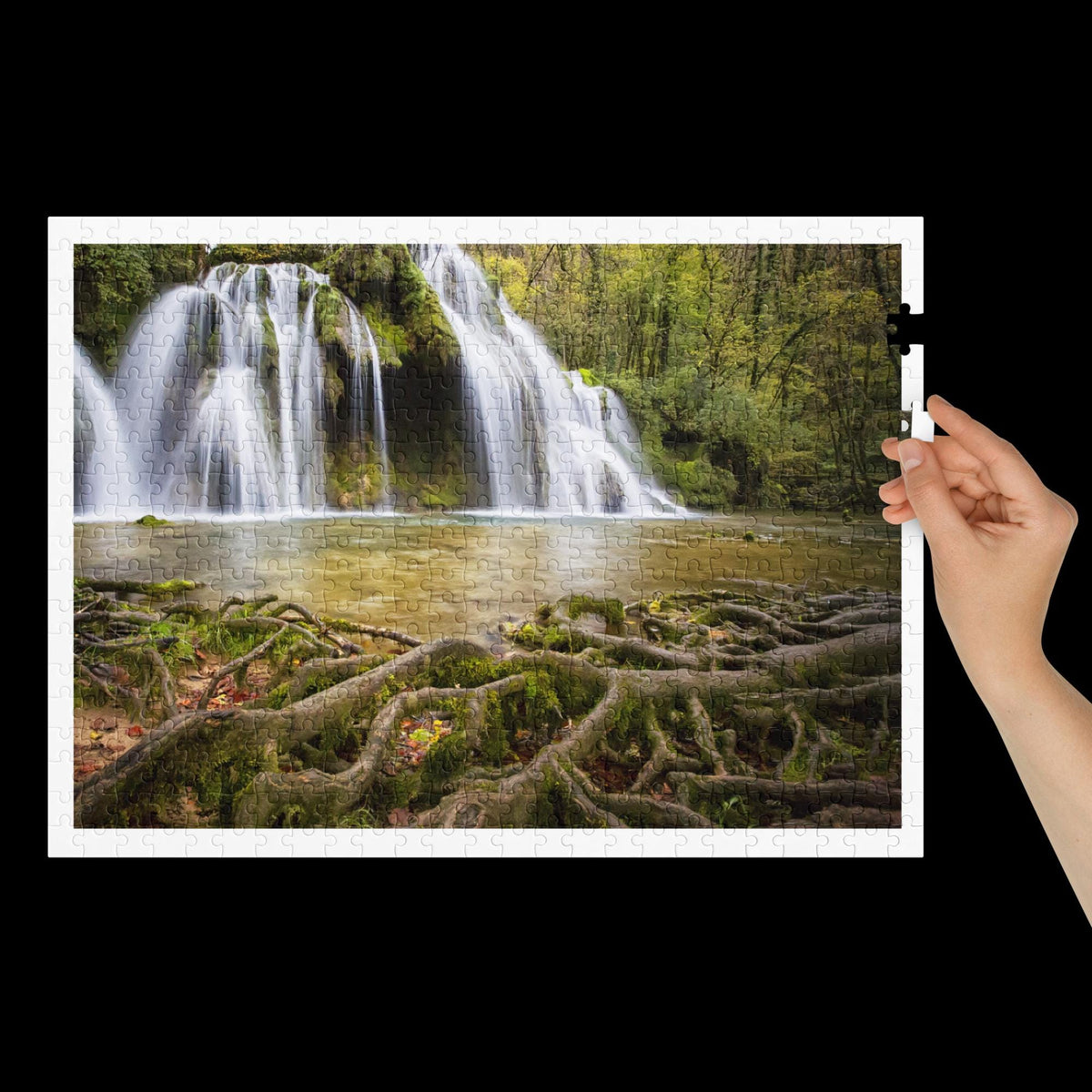 500 Piece Jigsaw Puzzle – Waterfall Landscape Scene in Tin Box