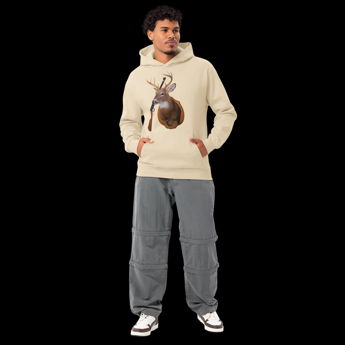 Hunting Rifle & Mounted Deer Head Urban Hoodie