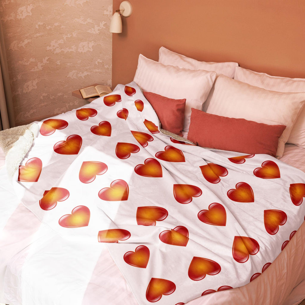 60"x 80", 50"x 60", or 37"x 57" Sherpa Blanket With Heart Design