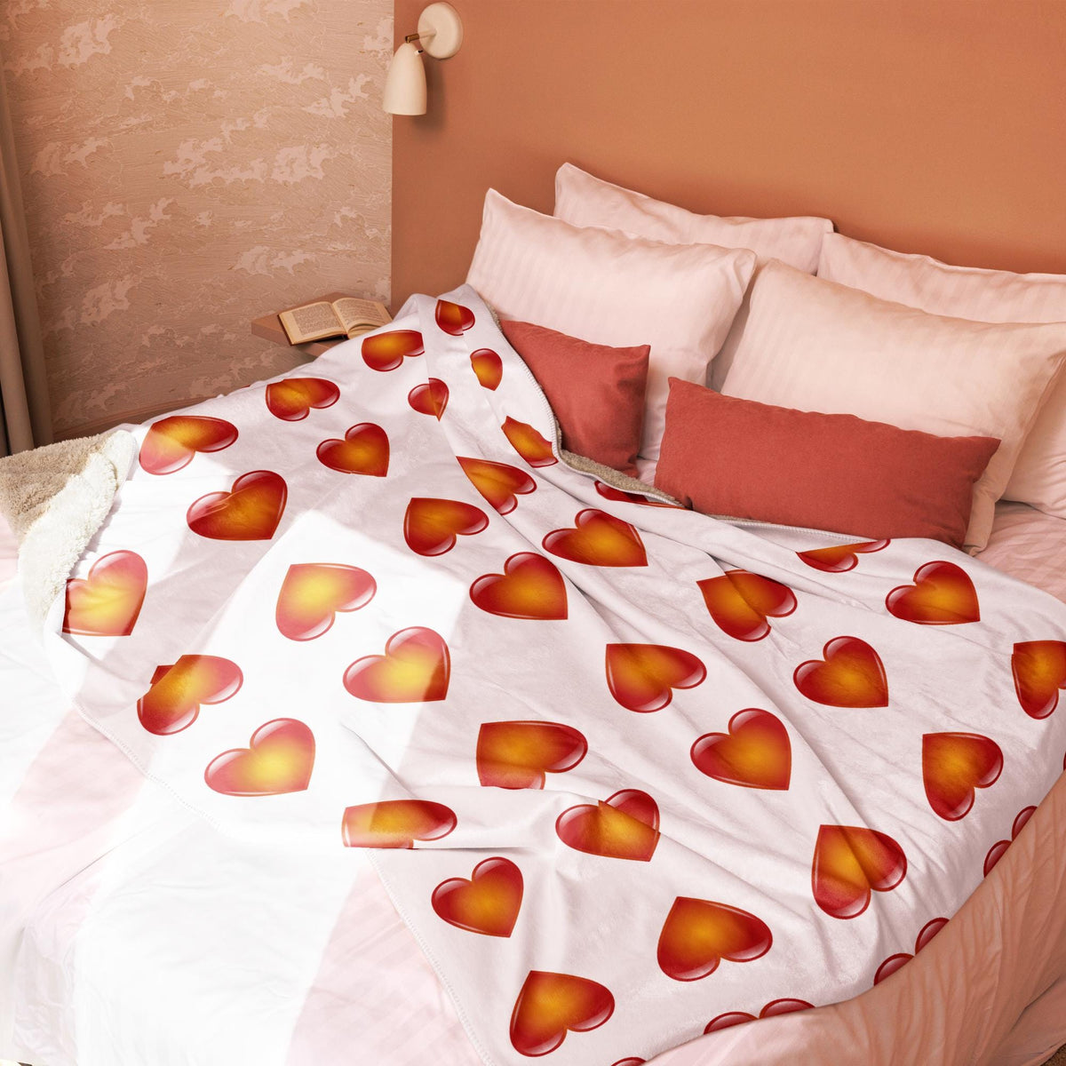 60"x 80", 50"x 60", or 37"x 57" Sherpa Blanket With Heart Design