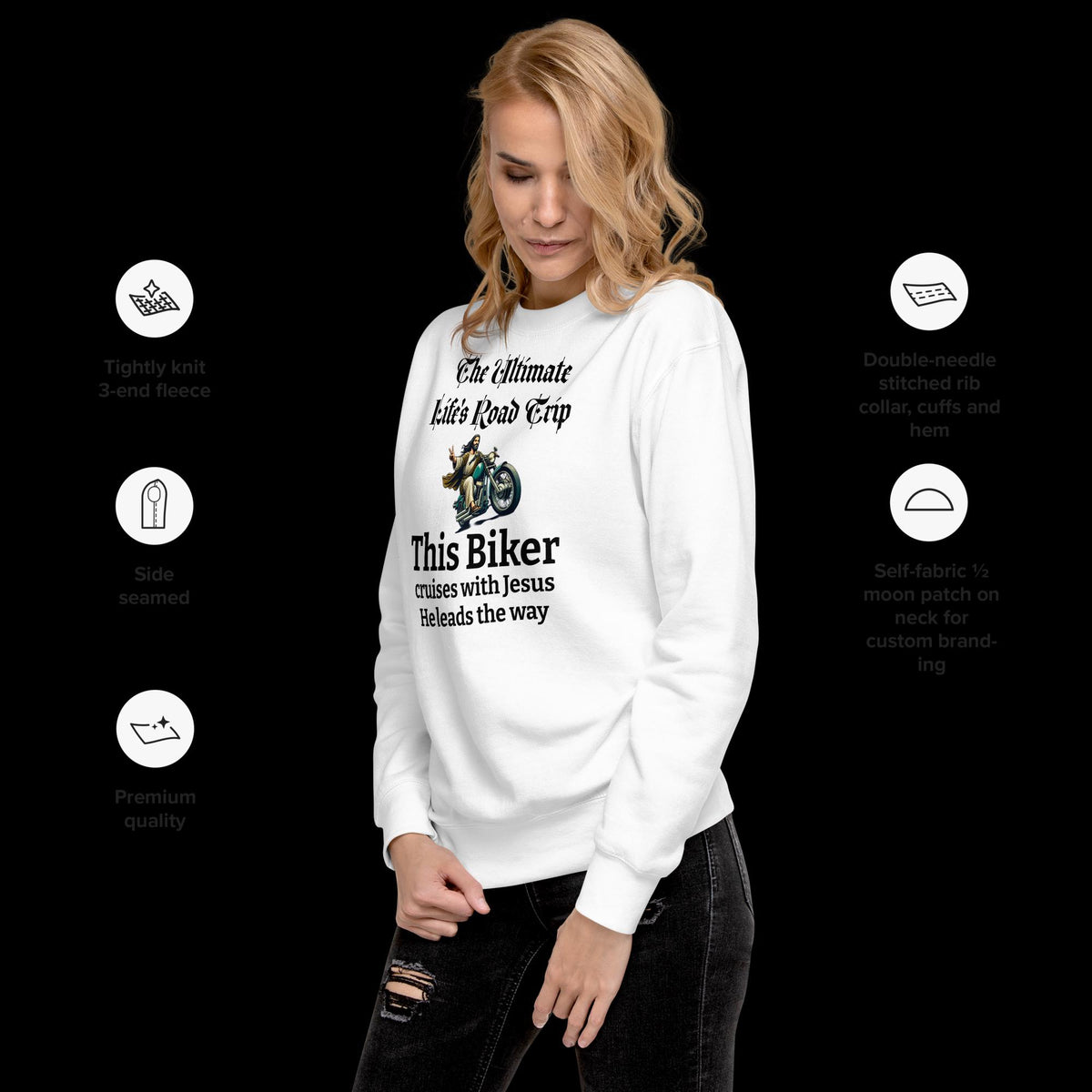 "Riding With Jesus" Christian Biker Sweatshirt