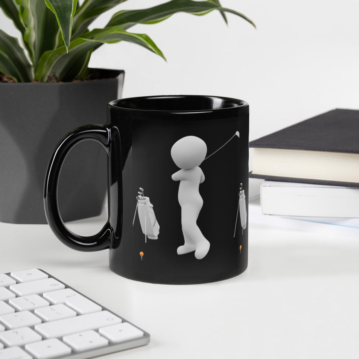Golf Characters Black Glossy Mug – 11 oz | Funny Golfer Gift
