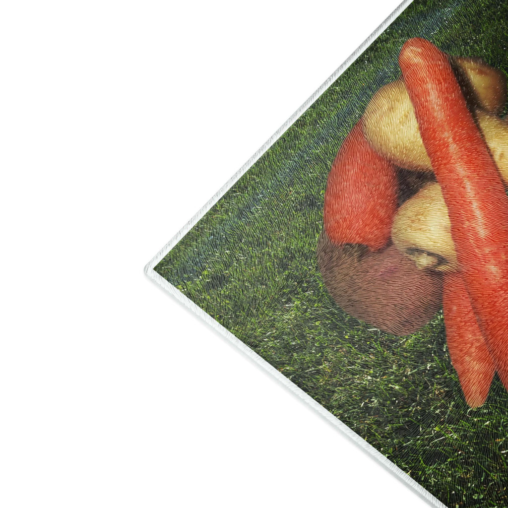 Vegetables & Grass Background Glass Cutting Board – 11×15" | Kitchen Gift for Cooks