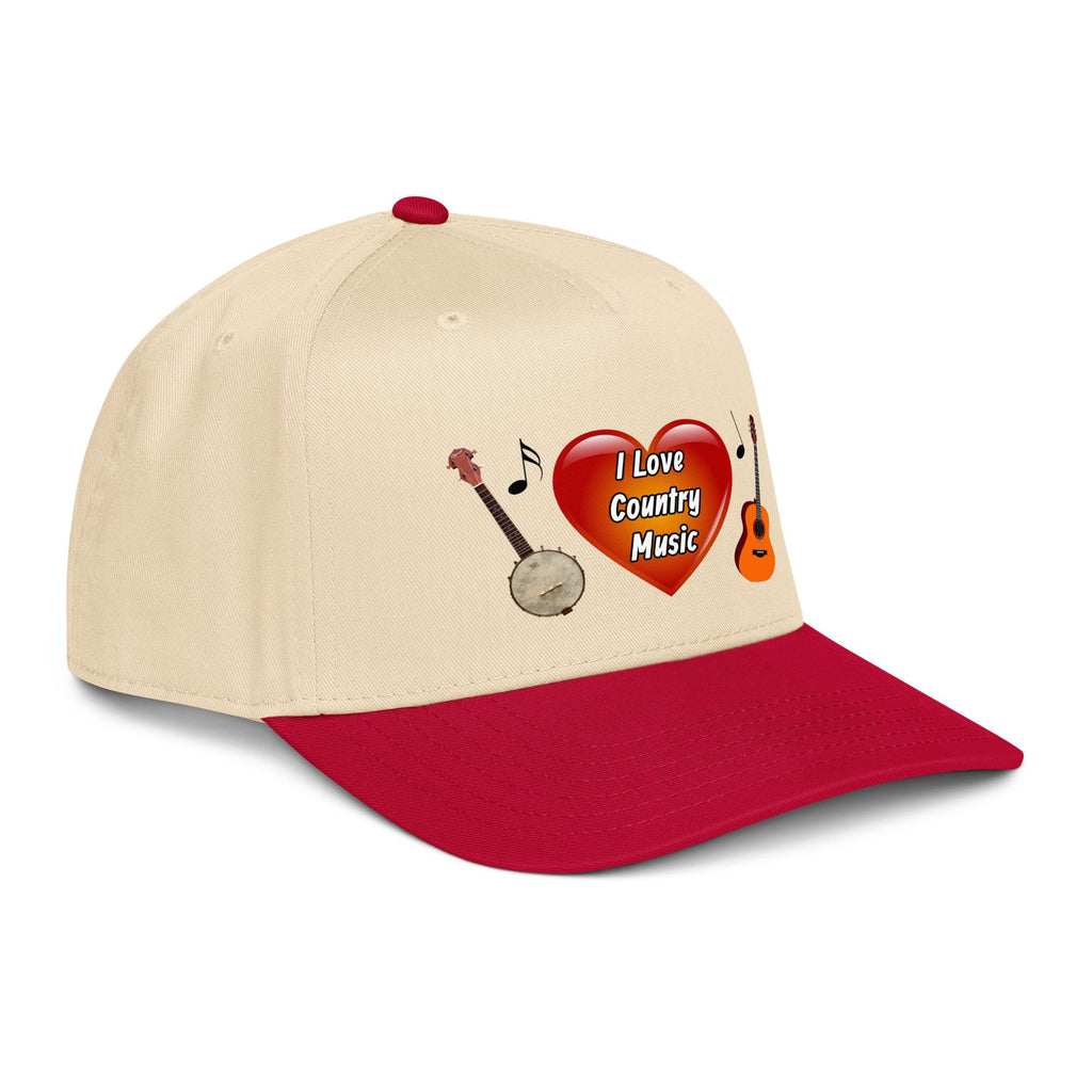 Country Music Guitar & Banjo Heart 5 Panel Cap | Country Music Gift
