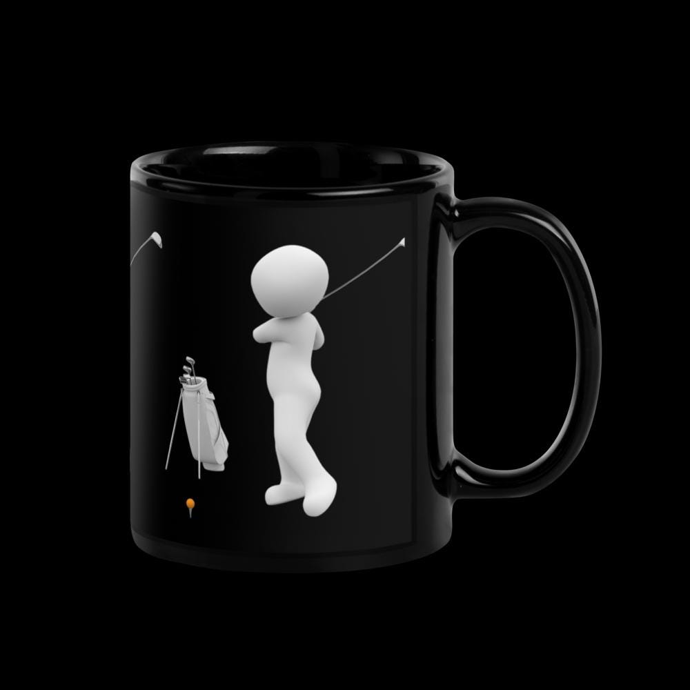 Golf Characters Black Glossy Mug – 11 oz | Funny Golfer Gift
