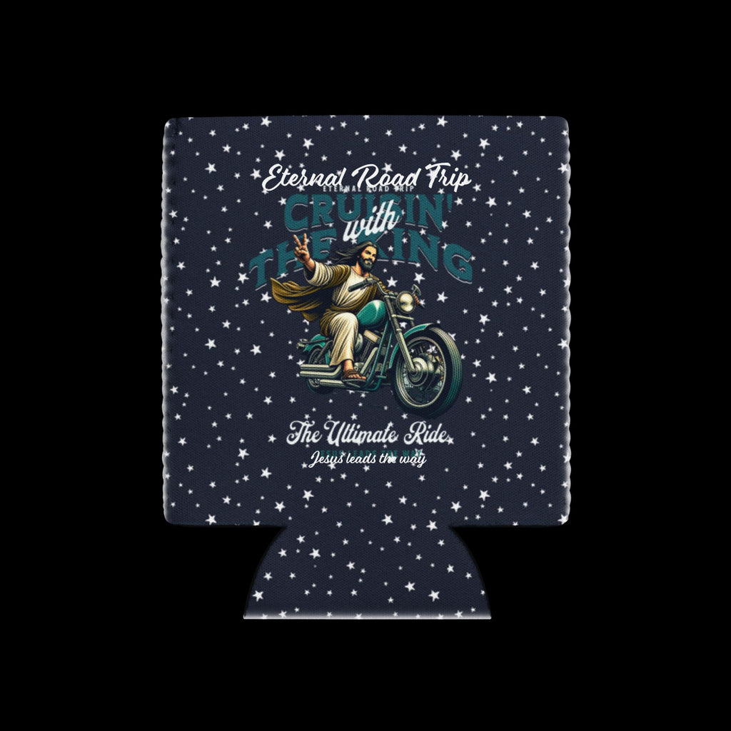 "Eternal Road Trip" Jesus Motorcycle Can Cooler – 12 oz