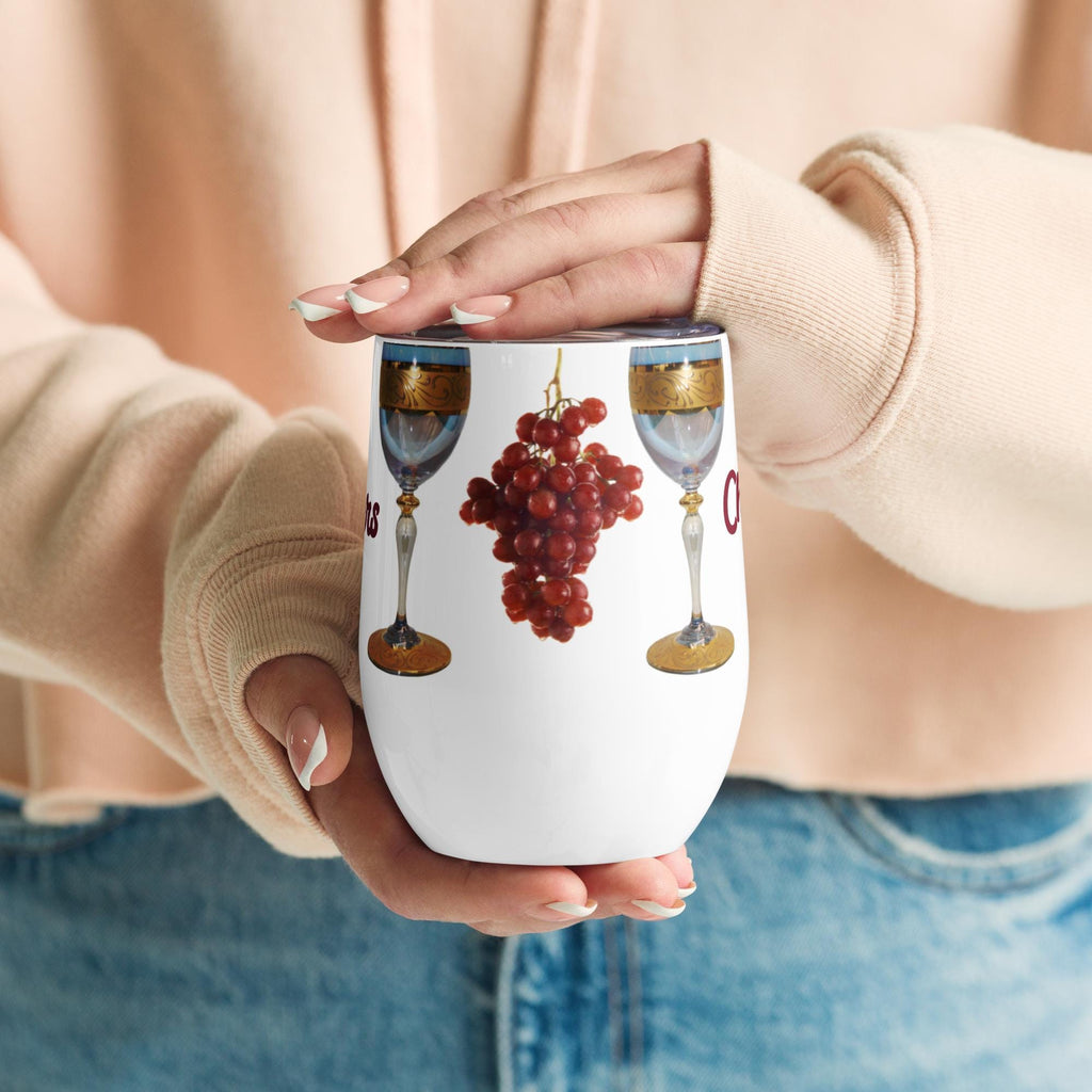 Grapes & Wine Glasses Stainless Steel Wine Tumbler – 12 oz Gift