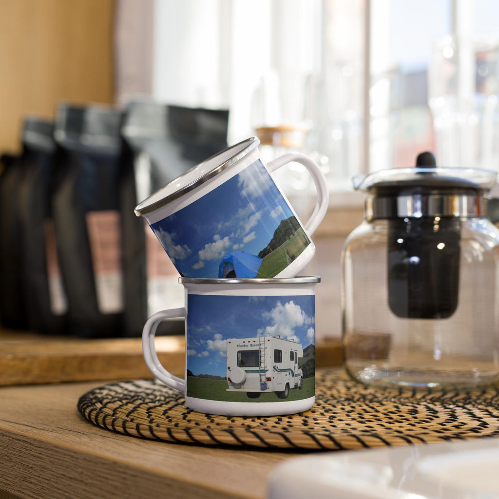 RV & Tent Campfire Enamel Mug – 12 oz | Camping Gift