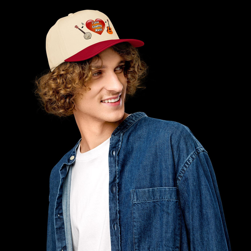Country Music Guitar & Banjo Heart 5 Panel Cap | Country Music Gift
