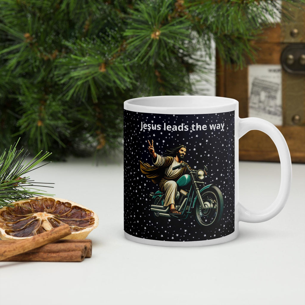 Jesus Riding Motorcycle Mug – Christian Biker Gift