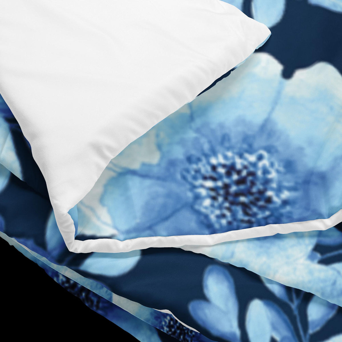 All-Over Blue Floral With Blue Background Design Comforter, King, Queen, Full, or Twin