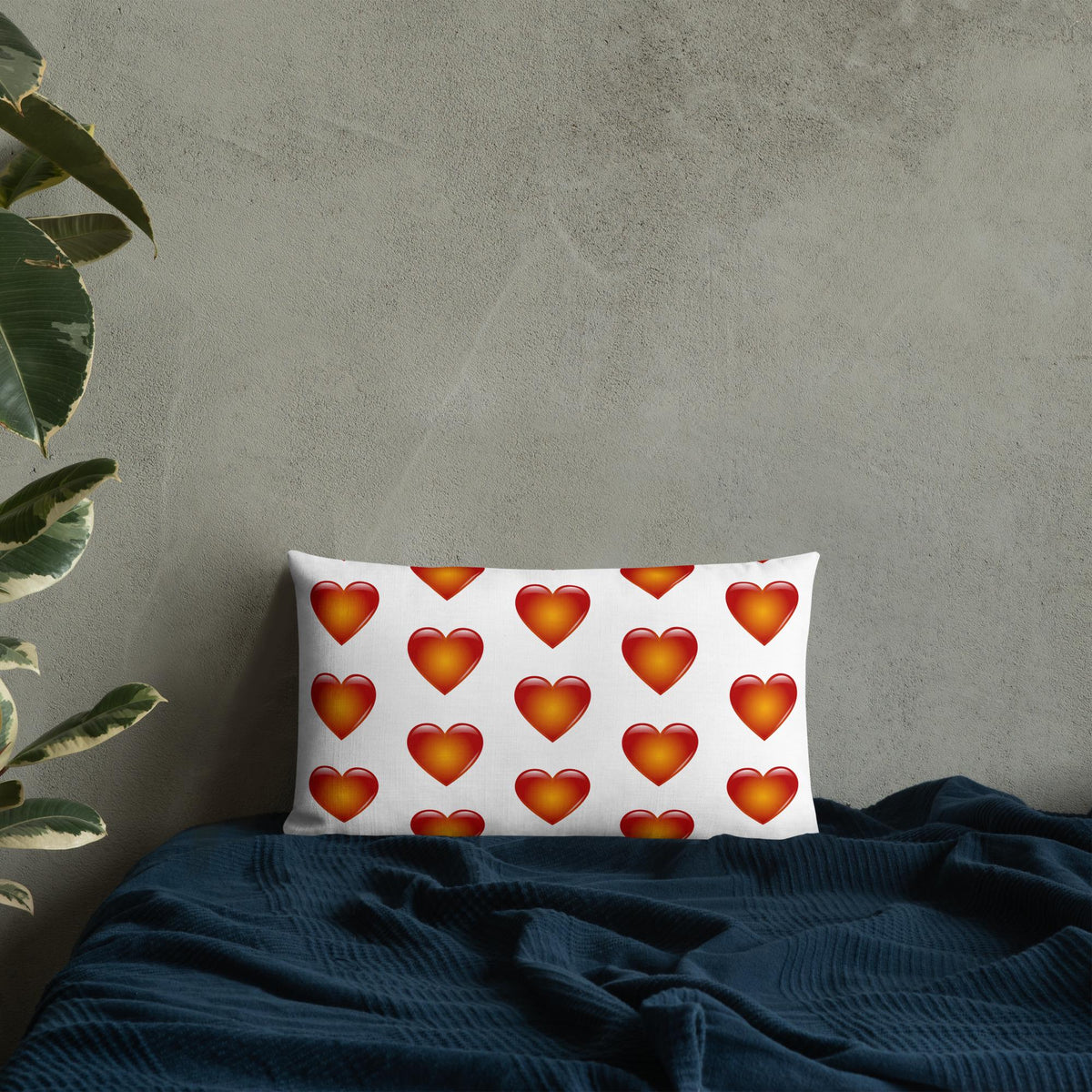 Heart Pattern Pillow: Linen Feel, Machine Washable
