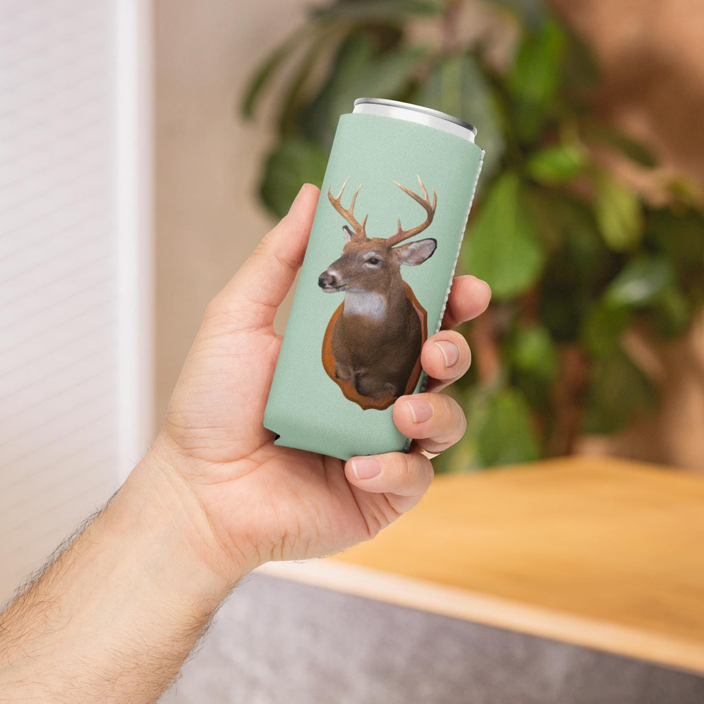 Deer Head Can Cooler – Neoprene Beverage Holder, Hunter Gift