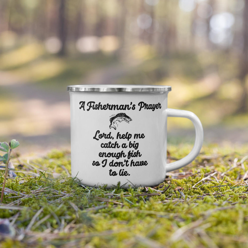 "A Fisherman's Prayer" Enamel Mug – 12 oz | Fishing & Camping Gift