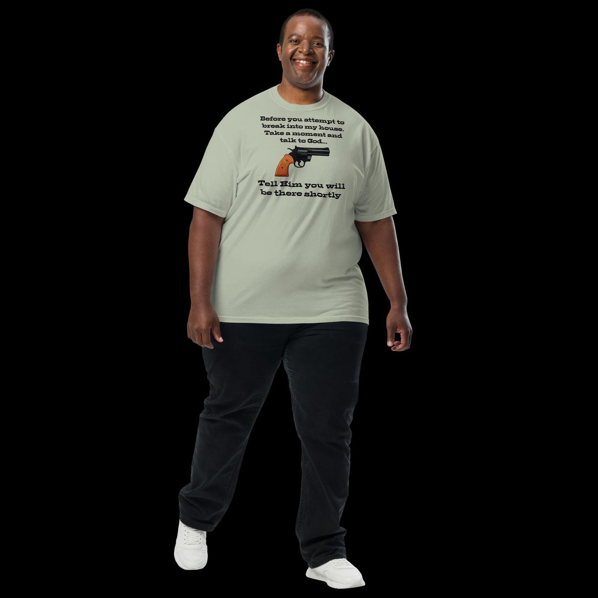 "Talking to God" Intruder Warning Heavyweight T-Shirt | Funny Christian Gift