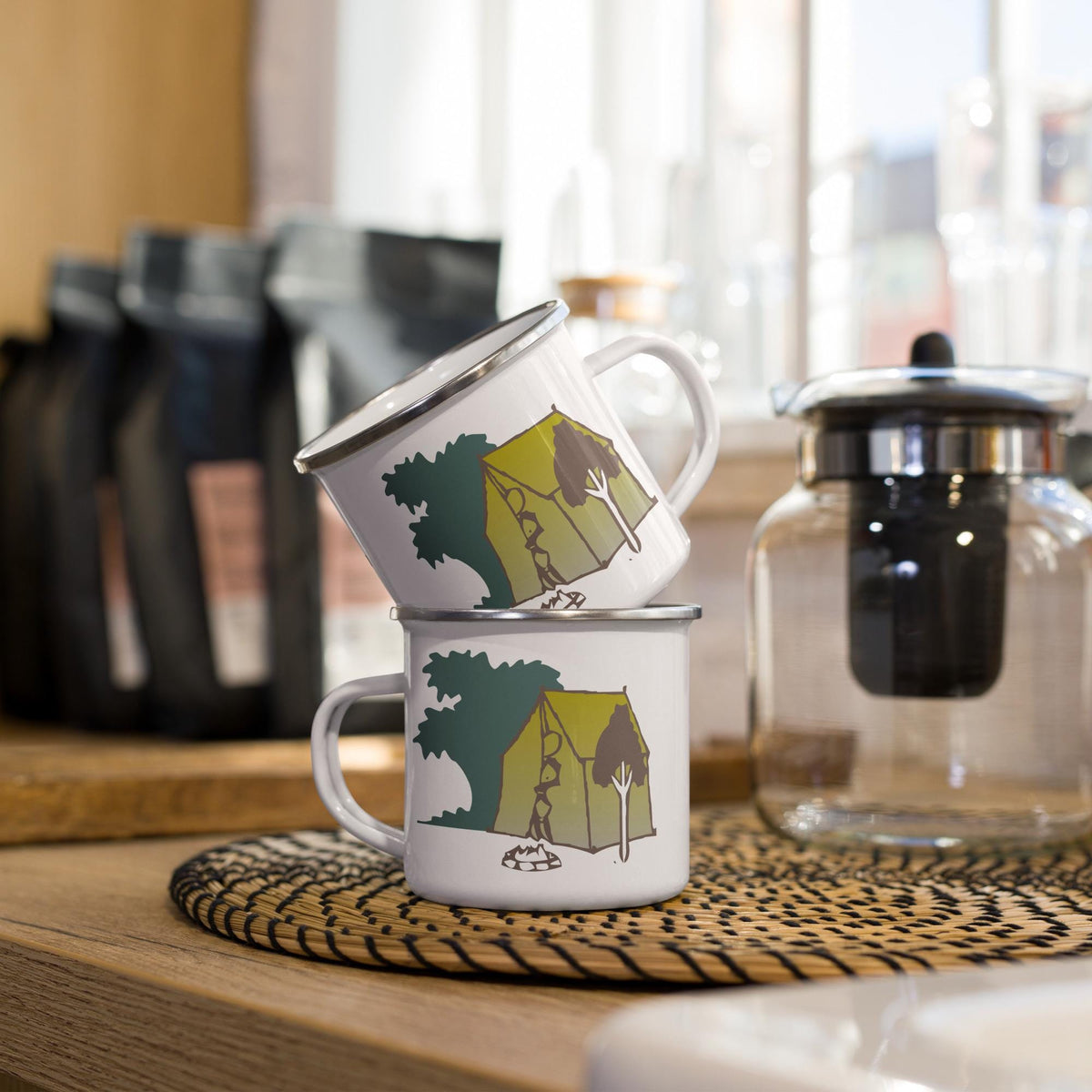 Camping Enamel Mug – 12 oz Outdoor Coffee Cup | Camper Gift