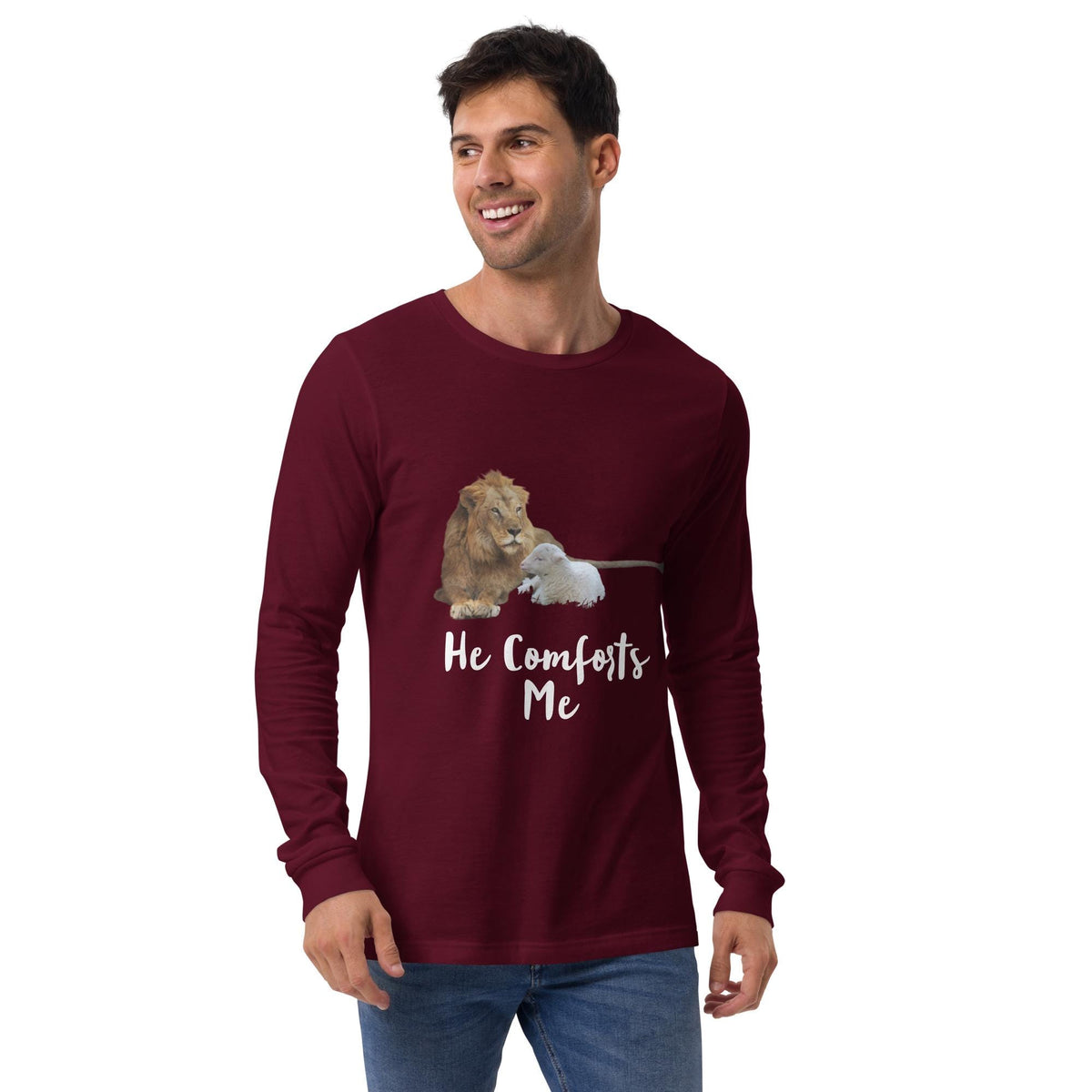 "He Comforts Me" Unisex Long Sleeve Tee | Christian Faith Gift