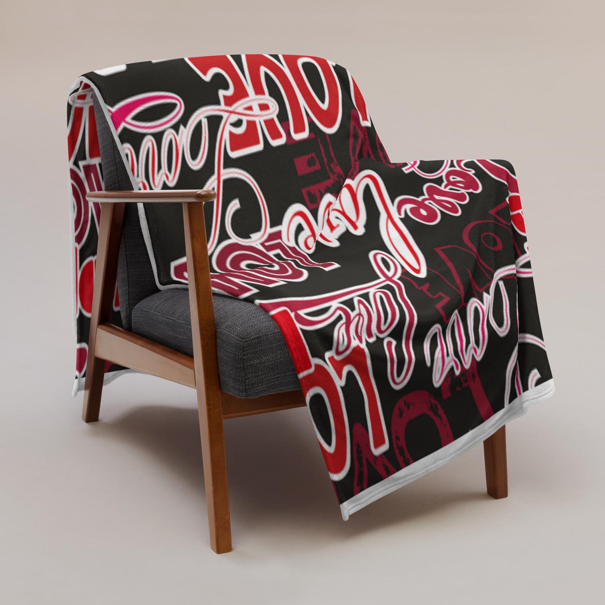 All-Over Love Design Throw Blanket – 60×80" | Gift for Couples & Love Lovers