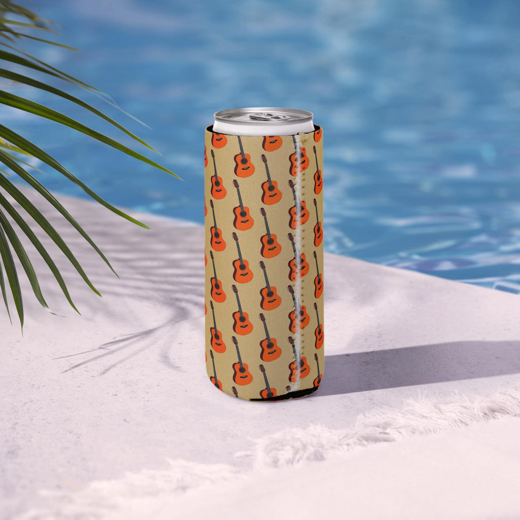 Guitar Pattern Can Cooler – Neoprene, Musician Gift