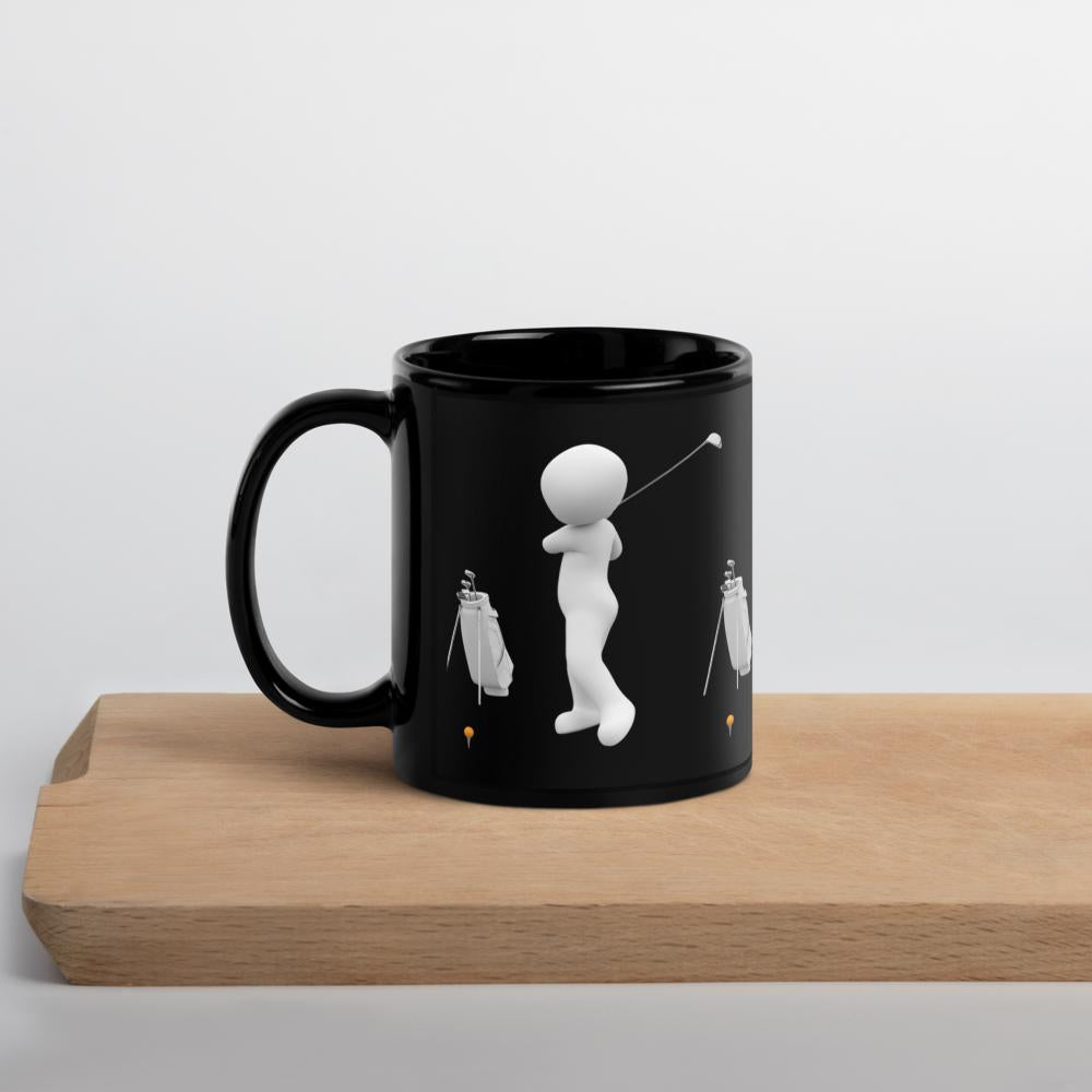 Golf Characters Black Glossy Mug – 11 oz | Funny Golfer Gift