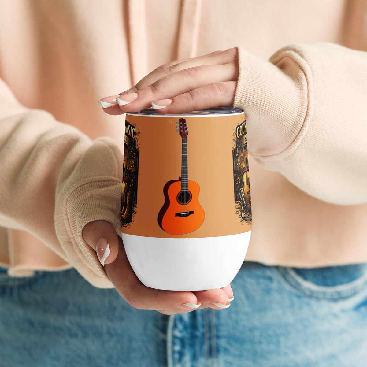 Country Music Guitar Wine Tumbler – 12 oz | Country Music Lover Gift