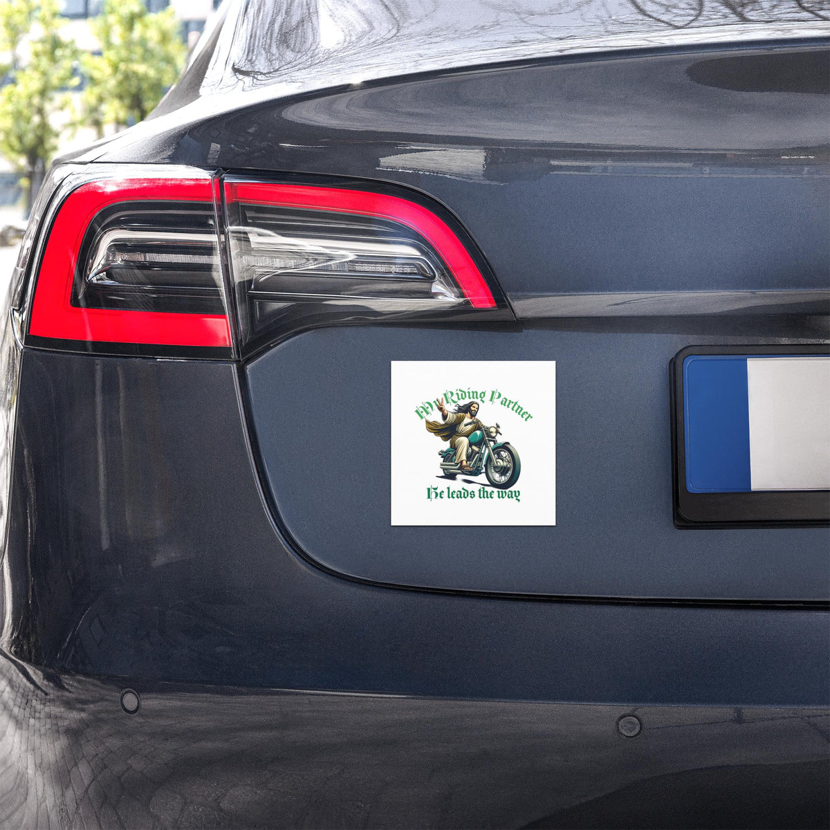 Jesus Riding Motorcycle Car Magnet – Christian Biker Gift