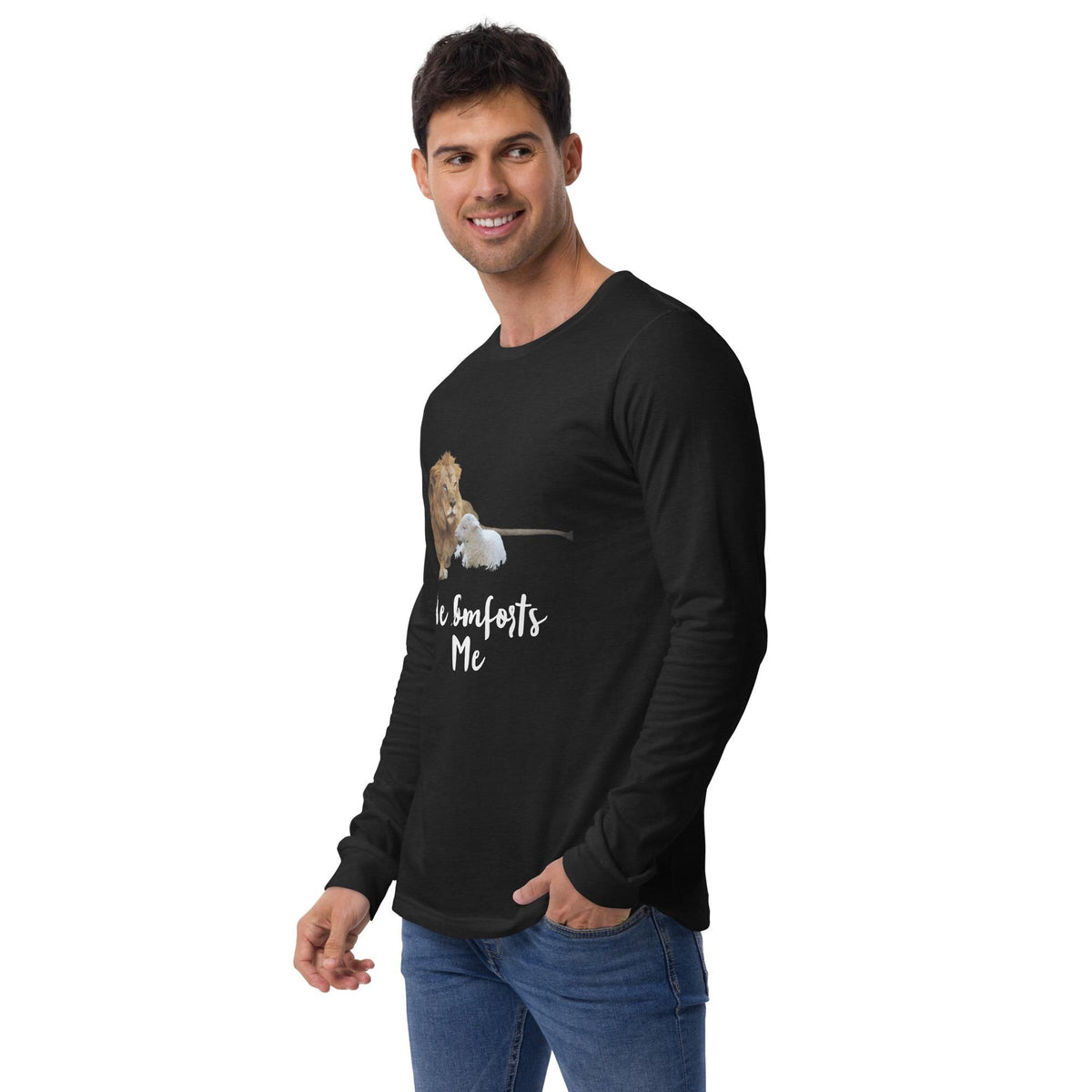 "He Comforts Me" Unisex Long Sleeve Tee | Christian Faith Gift