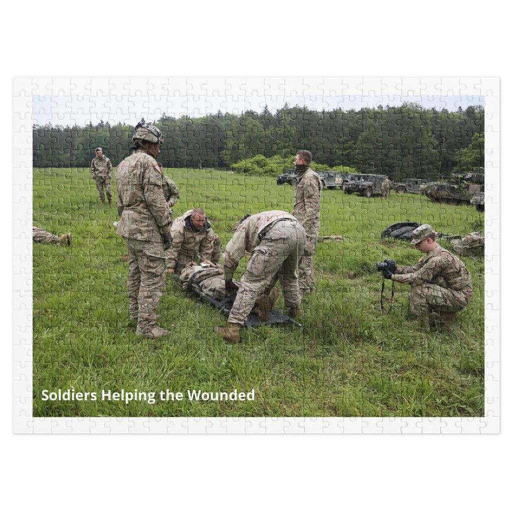 Soldiers Helping Wounded Jigsaw Puzzle – 500 Pieces | Tin Box Military Gift