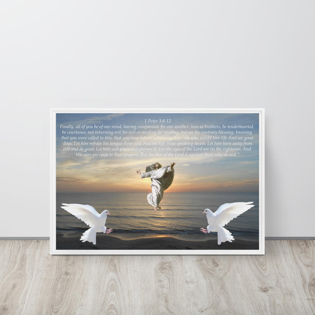 20"x30" Framed Canvas: Jesus on Water