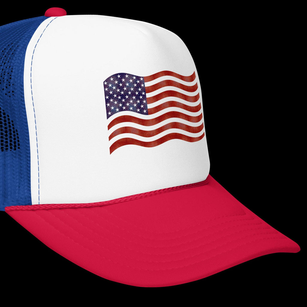 American Flag Foam Trucker Hat – Red, White & Blue | Patriotic Cap
