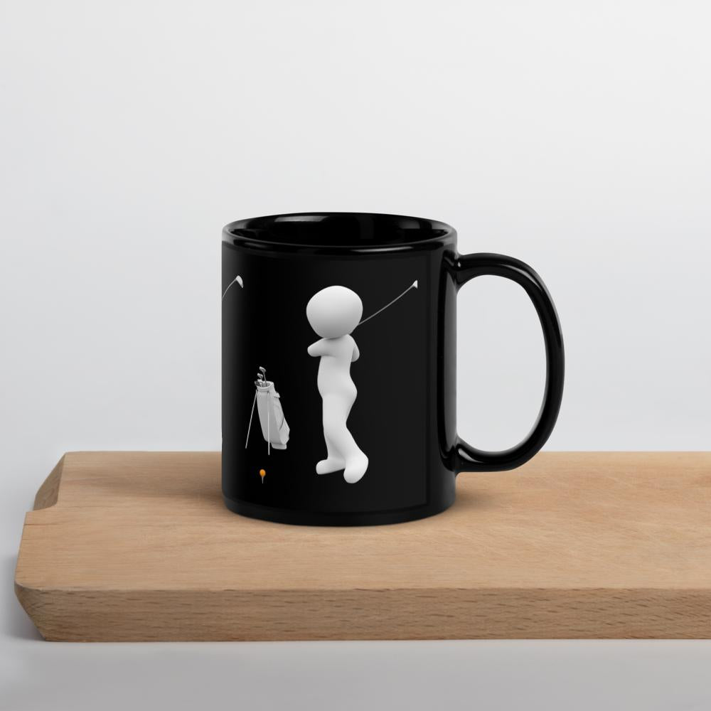 Golf Characters Black Glossy Mug – 11 oz | Funny Golfer Gift