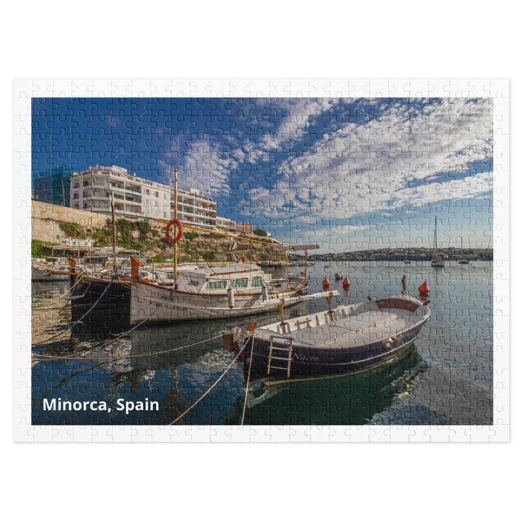 Minorca Spain Harbor Boats Jigsaw Puzzle – 500 Pieces in Tin Box