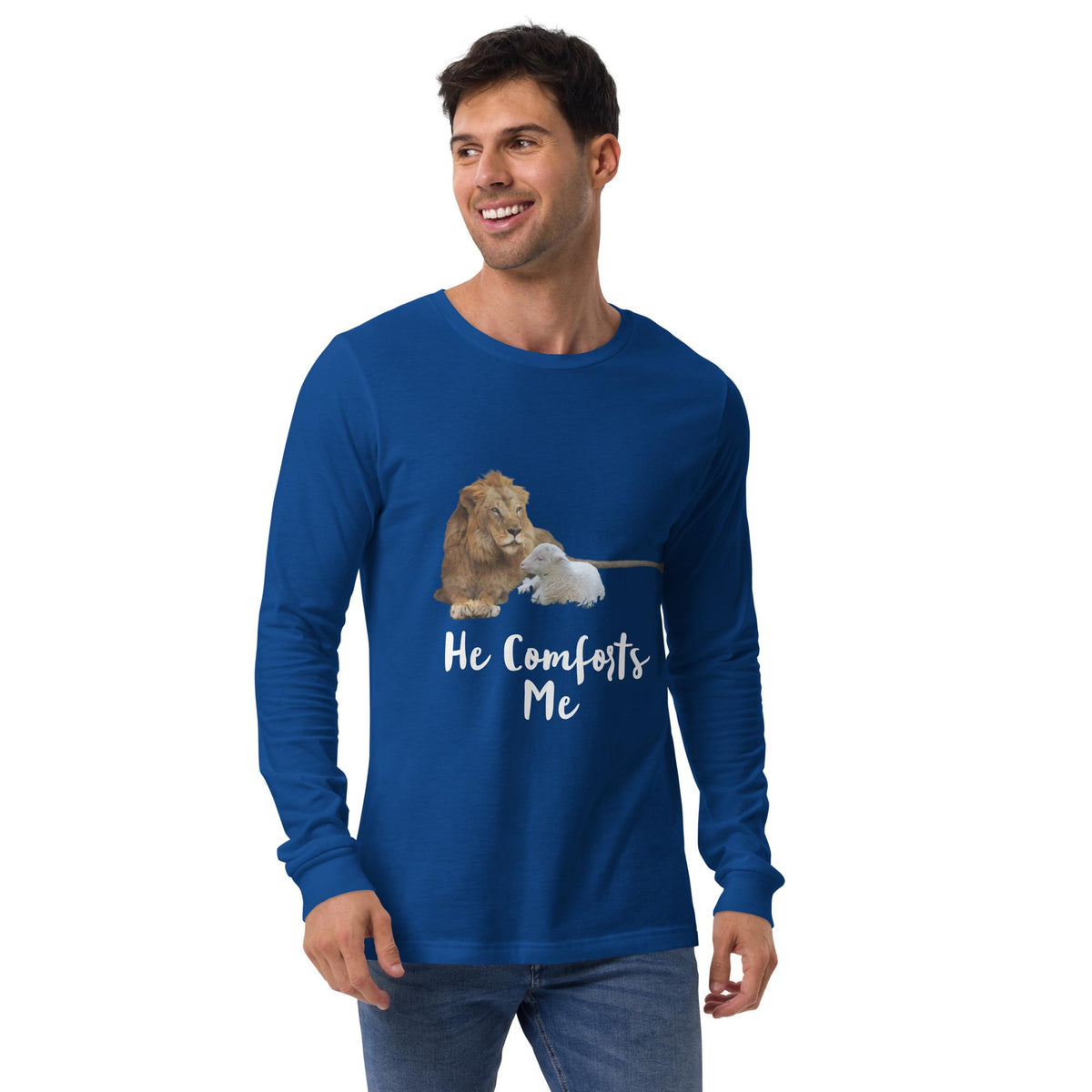 "He Comforts Me" Unisex Long Sleeve Tee | Christian Faith Gift