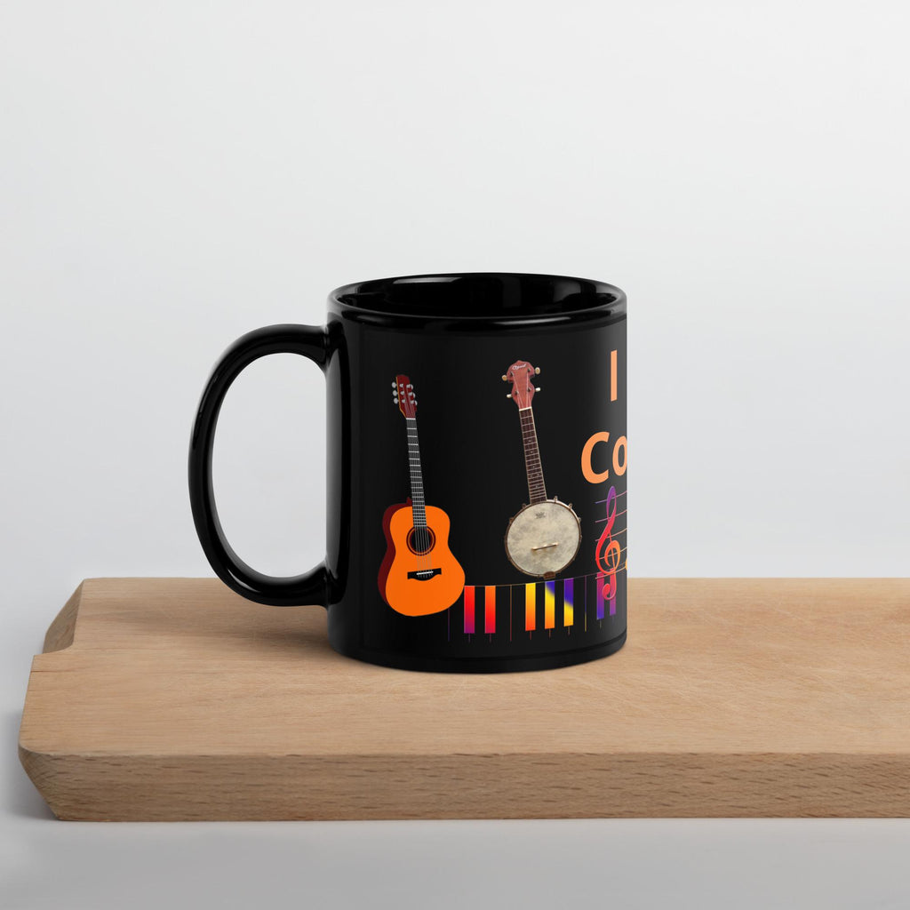 "I Love Country Music" Black Glossy Mug – 11 oz | Country Music Gift